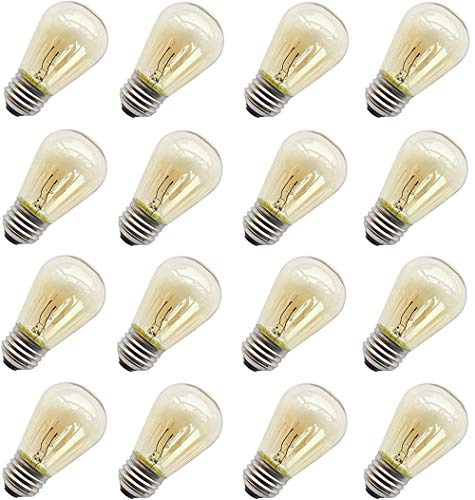 Rolay 11W Outdoor String Light Bulbs, S14 Incandescent Replacement Bulbs for Outdoor Patio String Lights with E26 Base, Pack of 16