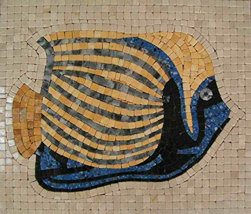 Cottoceram, Mosaico de mármol enmallado, Modelo AN3, Medida 30x35. Hecho a Mano. para Decoraciones Suelo Paredes, enmarcar, etc. Acabado Natural.