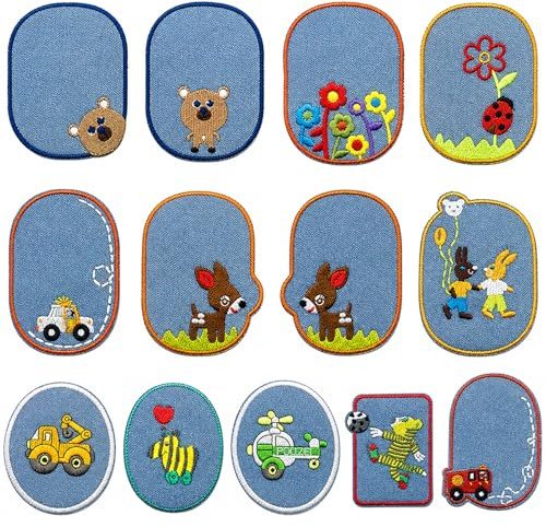 13 Aufbügelflicken,Aufnäher zum Aufbügeln für DIY Patches zum Aufbügeln Applikation Flicken Zum Aufbügeln Patch Sticker Jeans Kleidung Patches,Stern Aufbügler Bügelbild klein rund set