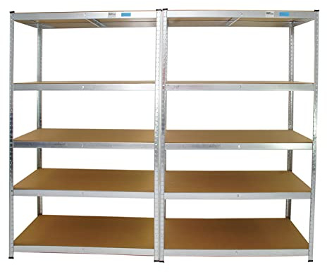 TRUTZHOLM 2X XXL Schwerlastregal 180x20x60 cm bis 875 kg belastbar mit 5 verstellbaren Böden Regal Steckregal Weitspannregal