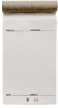 Pukka Pad, Duplicate Restaurant Pad – 50 Numbered Sheets of Order Paper for Dining and Delivery Wait and Kitchen Staff – End Fold Duplicate Pad with Carbon – 165 x 96mm – Pack of 50 Pads