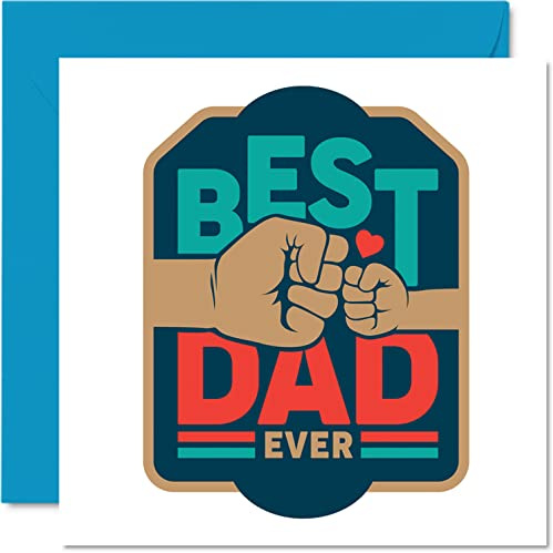 Stuff4 Herzliche Vatertagskarten für Papa, Best Dad Ever | Besondere Geburtstagskarte für Papa von Sohn Tochter, Vater-Geburtstagsgeschenke, 145 mm x 145 mm Vatertags-Grußkarten