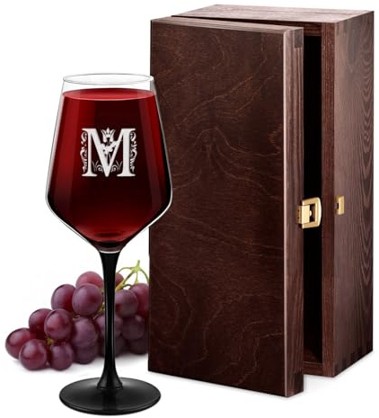 Maverton Verre Personnalisé à vin rouge et blanc, Verre à Pied Noir | Anniversaire 30 cl, Verrerie a vin avec Gravure Cadeau Homme Anniversaire, Cadeau Personnalisé classique pour ami, Ornement