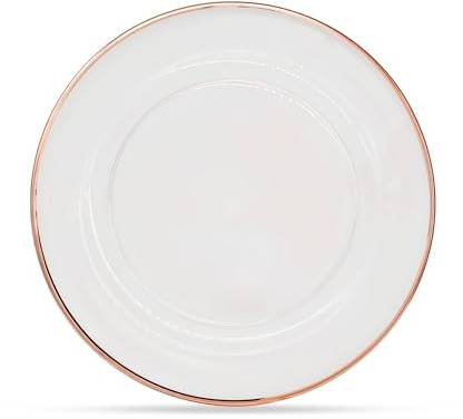 Trimming Shop Assiettes de présentation décoratives pour fêtes, Fleurs de Perles et Bordure Or Rose pour décoration, 33 cm, 1 pièce