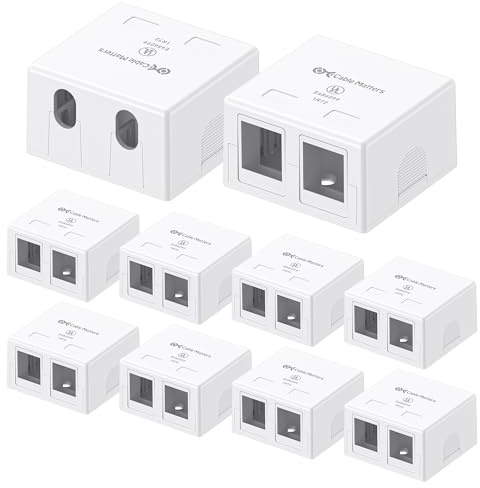 [UL Listed] Cable Matters 10-Pack 2-Port Keystone Surface Mount Box, White