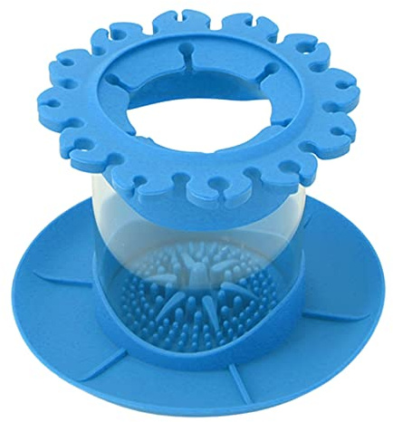 Fdit Nettoyant pour Pinceaux de Maquillage, Porte-Pinceaux pour Nettoyeur de Pinceaux Installation Amovible Ronde Porte-Stylo de Peinture Drainable Porte-Stylo pour Dortoir à la Maison (Bleu)