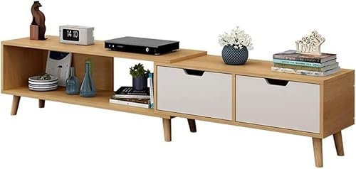 CENAP Einfacher moderner TV-Schrank, Kleiner Wohnzimmer-TV-Schrank, ausziehbarer Mini-Schrank, Couchtisch aus massivem Holz, Satztische (Farbe: A)