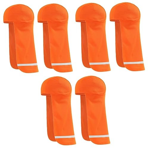 INOOMP 6 Stück Sporthelm-Mütze Kopfbedeckung Streifen Radmütze Orange Damen Fahrrad Nacht Reflektierend Unisex Herren Hartes Training Innenfutter Reiten Atmungsaktiv