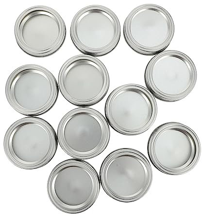 ifundom 70mm Mason Jar Lids and Rings Set, Silver Tinplate Seal Replacement Covers for Canning Jars, Leak-proof Metal Bands Compatible Standard Mouth Storage and Preserving, 12pcs Set