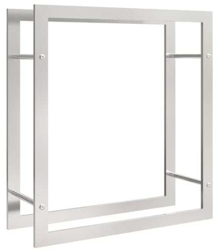 vidaXL Stainless Steel Firewood Rack - Durable Log Holder with Ample Storage for Firewood, Easy Assembly, Promotes Airflow, Safety Ensured - Silver