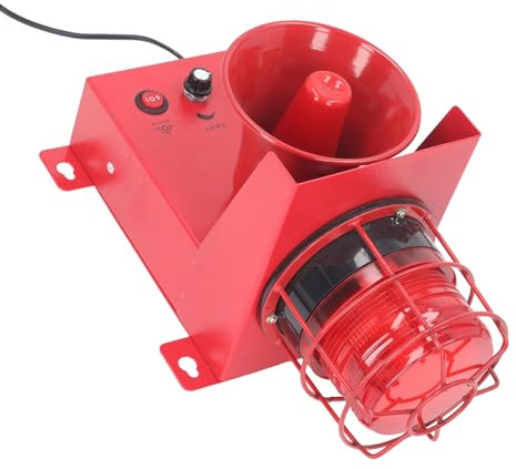 Alarme Sirène Industrielle 130 DB, Étanche avec Son Réglable, Sirène de Sécurité pour Usine, Atelier, Camion, Grue de Construction - Prise Européenne 220 V