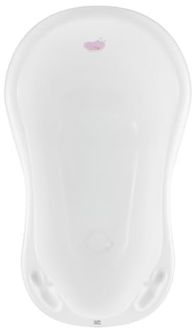 Hylat Baby Bañera para bebés con tapón - Certificado TÜV Rheinland - estable y cómoda, ideal para baños seguros durante los primeros 12 meses - Colección Lite - Color: Blanco, Diseño: Hug Me