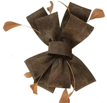 PJQUEKAIPJ Eleganter Damen-Fascinator für Hochzeit, Sinamay, Kopfschmuck mit Feder, Haarschmuck, Vintage-Kopfschmuck für Damen, braun, 1 count (Pack of 1)