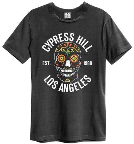 Amplified Cypress Hill Floral Skull Graphic Crew Neck T-Shirt Charcoal XXL