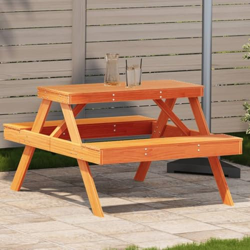 ZEYUAN Picknicktisch Wachsbraun 105x134x75 cm Massivholz Kiefer, Bierzeltgarnitur, Biertischgarnitur, Beer Pong Tisch, Bierbankgarnitur, Gartenmöbel Set, Biertisch - 844649