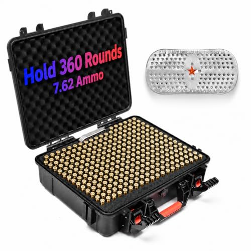 Kinghardcase 360 Round 7.62 Munition Storage Case with Desiccant, Waterproof Ammo Box for .308 Win/7.62×51mm/7.62 NATO, Lockable Bullet Case Designed for Rifle Muno Storage