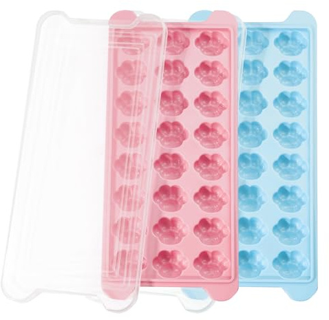2 PCS Cute Cat Claws Silicone Ice Cube Tray with Lid,Reusable Ice Tray Non-Spill Ice Cube Moulds, Easy Release Ice Silicone Ice Cube Tray for Freezer, Whiskey, Cocktail and Drink