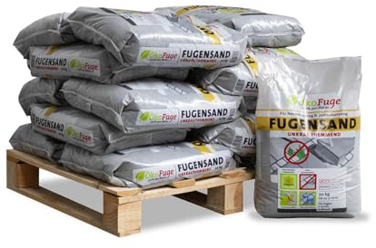 ÖkoFuge Fugensand Anthrazit Einkehrsand Weg Terrasse Pflaster Unkrauthemmend Quarzsand Sand 20kg x 15 Sack 300kg / 1 Palette