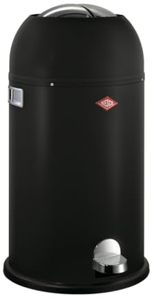 Wesco Kickmaster Avfallssamlare Papperskorg i färgen mattsvart, pulverlackerad stålplåt, inbyggd dämpare, 33 liter volym, stort inkast