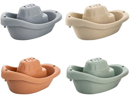 babynova Badeboote – Pädagogisches Baby- und Kleinkindspielzeug – Ab 3 Monaten – 4-teiliges Set – Entwicklung von Motorik und Koordination – Geeignet für Badewanne und Sandkasten – BPA-frei