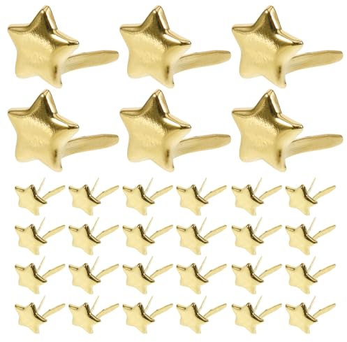 Tofficu 100 Stück Sternförmige Splinte Brads-Papierverschlüsse Mini-Brads Metall-Bradverschlüsse Mehrzweck-Nieten Für -Papierverschlüsse Kleidungsnieten
