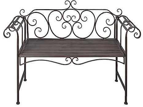 HETFTJN Kleine Gartenbank Gartenbank Blumenbank Outdoor Parkbank - Gartenbank 132 cm Stahl Antik Braun für Terrassen Balkon Garten Park