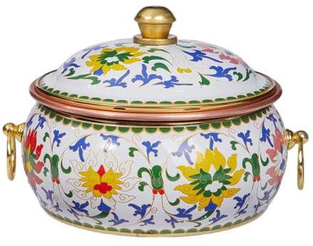 NIBHZ Emaille Topf Alte Peking Hot Pot Single Person Hotpot Familie Sammeln Kupfer Verwenden Wärmende Topf Kupfer Heißer Topf,Weiß,B