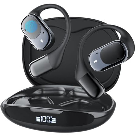ANSTEN Open Ear Écouteurs Bluetooth 5.3, Ecouteurs Bluetooth sans Fil Sport, Contrôle Tactile Casque Conduction Osseuse, Étanche IPX6, 30H de Jeu, Adaptés au Travail, au Sport, aux Jeux d'exercice