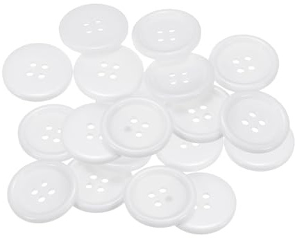 QUARKZMAN 20 Stück Knöpfe 23mm Bastelknöpfe Weiß Nähknöpfe Harz Rund Flach 4-Loch Kunststoffknöpfe für Nähen DIY Handwerk Scrapbooking Dekorieren Kleidung Mänteln Blusen Hemden