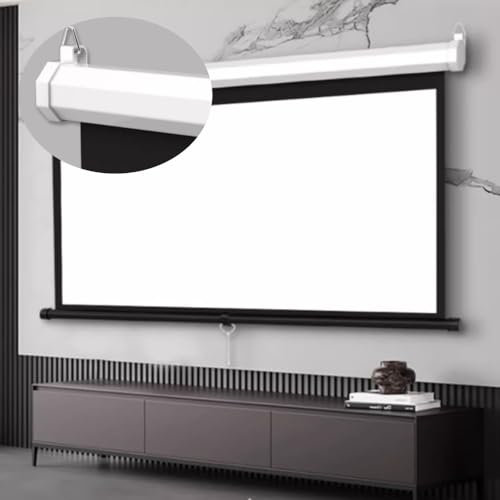 KPEGAXS 60 Pulgadas Enrollable Manual Pantalla Proyección Retráctil Pantalla De Proyección Pared Y Techo Pantalla De Proyector 4K HD Pantalla para Exterior(60inch(152cm)-16:9)