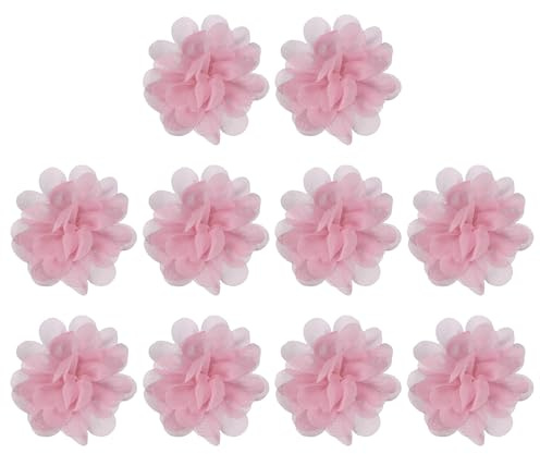 PATIKIL 10 Stück 2 Chiffon Blumen Mesh-Stoffblumen für DIY Handwerk Pink | Nähen Stoffapplikationen, Stirnband Verzierungen, Hochzeitsdekoration