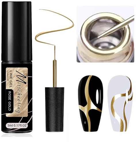 Metallic Gold Liner Nagellack - 5ML Metallisch Painting Gel - Glossy Drawing UV Nagellack für Painting Nageldesign - Farbe Gel Polish für Nageldesign Frauen Home DIY Maniküre Geschenke (Gold)