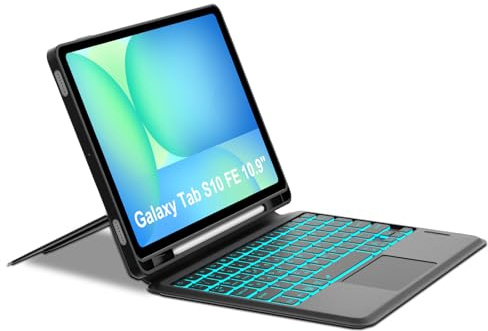 Teclado con Touchpad para Samsung Tab S10 FE 10.9 2025/S9 FE 10.9 2023 | Combo Touch Español Ñ Teclado Bluetooth con Touchpad para Galaxy Tab S10 FE/S9 FE 10.9, Negro