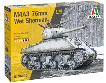 Italeri 6440 1:35 US Sherman M4A3 Wet - Modellbau, Bausatz, Standmodellbau, Basteln, Hobby, Kleben, Plastikbausatz, detailgetreu, Panzer Bausatz, Militär, Mehrfarbig