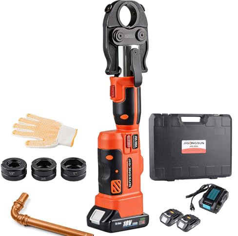Pro Press Tool with 1/2, 3/4, 1Pro Press Copper Crimper Tool with 12-Ton Hydraulic Power, Apply US Standard Copper Pipe or Stainless Steel Tube, Suitable for Plumber