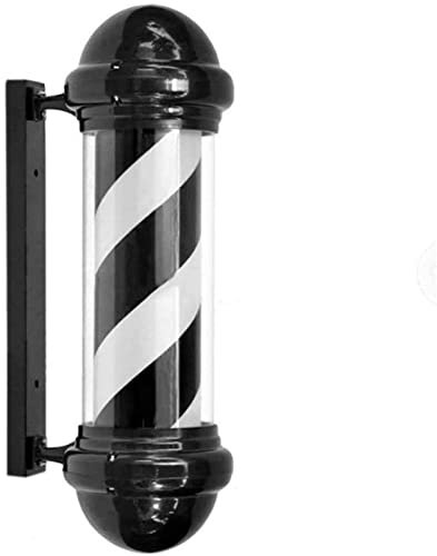 Poste de barbería con luz LED de 73 cm, Logotipo de peluquería en Blanco y Negro, Resistente al Agua, Giratorio, lámpara de Pared para Exterior, decoración.