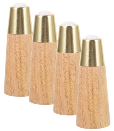 NUOBESTY 4 Stück Stützbeine für Möbel Steigleitung Ersatz schwer Möbelfüße Couch füße Möbelbeine Holz Beine für Betten Tischbeine Holz Massives Holzbein Schrankbein Kupfer