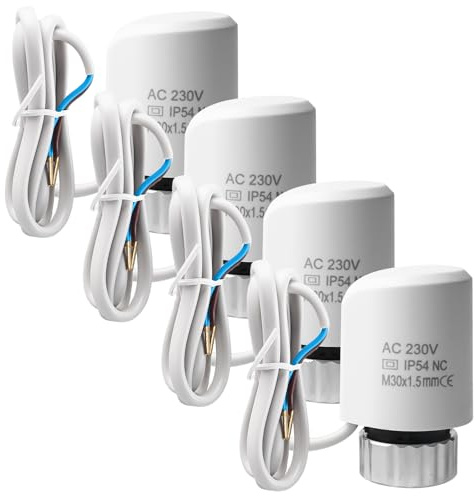 4 Stück Fussbodenheizung Stellantrieb 230 V AC: NC M30x1,5 Thermot Stellmotor, Stellantrieb für Fußbodenheizung Thermischer Stellantrieb, Fussbodenheizung 230v für nahezu jeden Heizkreisverteiler