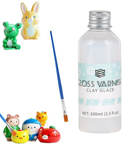 Cutiolly Air Dry Clay Glaze,Glasur für Ton Lufttrocknend,100ML Lufttrocknender Tonlack,Varnish für Selbsttrocknenden Ton,Gloss Varnish Clay Glaze für Acrylfarben,Wasserdichter,Kratzfester Lack