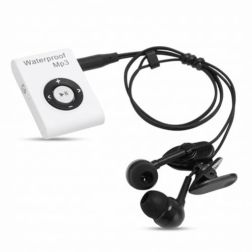 Bewinner 8 GB MP3 -Player Zum Schwimmen und Laufen, IPX8 wasserdichte Unterwassermusik Player, Multifunktional Clip MP3 mit Kopfhörer (White)