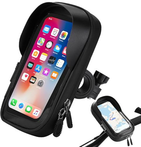 GmwyCzV Cykelhållare för mobiltelefon vattentät motorcykel, 360° rotation, cykelhållare, styrram med pekskärm och solskydd, för telefon 4,5–7,0 tum