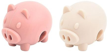 Adorable Pig-shaped Spill-proof Pot Lid Clip - Kitchen Utility Tool to Prevent Boil-overs (2 Pack, Pink and Beige)