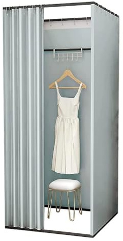 Dressing Room Privacy Curtain, Movable Fitting Room with Magnetic Door, Thick Blackout Curtain, Independent Dressing Area Partition