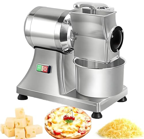 AityBuy Máquina Trituradora De Queso De 550 W, Picadora De Alimentos De Acero Inoxidable De Alta Resistencia, Rebanador De Queso Automático, Rallador De Mantequilla Rotatorio Eléctrico.