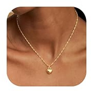 JeweBella Silverhalsband dam guld hjärta hänge justerbart halsband roséguld 925 sterling silver elegant hjärta hänge kedja smycken för kvinnor brud, koppar