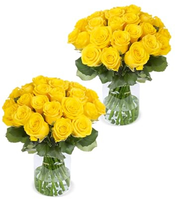 Blume Ideal Rosensträuße | 2x50 Gelbe Rosen (insg. 100 Stiele) | Ø 40–50 cm | Premium Rosen für Hochzeit & Deko | 7 Tage Frischegarantie | In verschiedenen Farben und Mengen