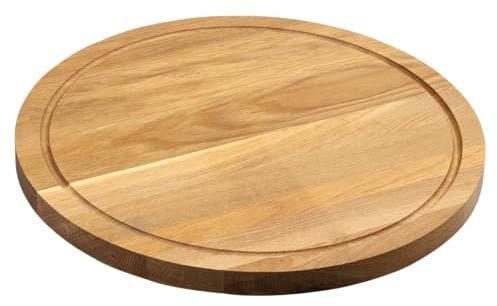 Kesper Vesperteller | Eichenholz | Ø 40 cm – Servierplatte mit Saftrille, geölt, FSC® zertifiziert, robust, ideal für Brotzeit & Snacks | 49441