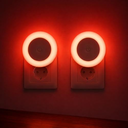 [Pack de 2] Luz Roja Nocturna Melatonina con Sensor de Luz Inteligente y Enchufe Tipo C, Lámpara Luz Roja para Dormir Bebé y Adultos, Luz Quitamiedos Infantil Enchufable de bajo Consumo