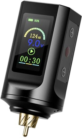 TATELF Alimentation Tatouage sans Fil RCA Batterie 1900mAh | Bloc lithium rechargeable portable, compatible machine rotative pour tatoueurs pros et débutants