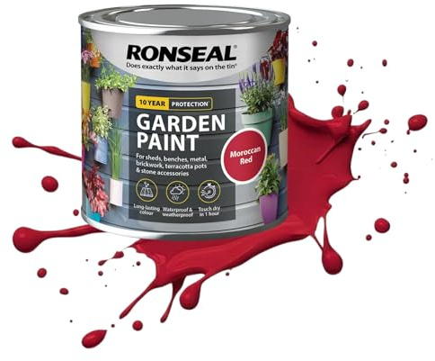 AOC24 750ML Garden Paint Moroccan Red, Water Based Outdoor Paints, Long Lasting Weather Resistant, Fast Drying Color for Wood, Bricks, Pots, Anti Crack Peeling DIY Paint (Moroccan Red, 750 M L)